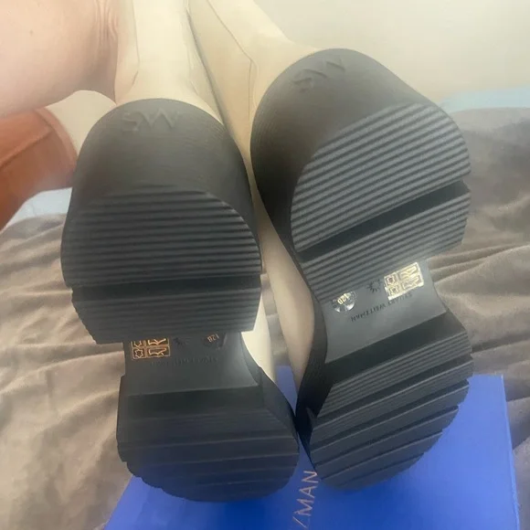 Stuart weitzman soho zip booties oat cream lug sole shoes 12 b new NIB ladies - Picture 7 of 17